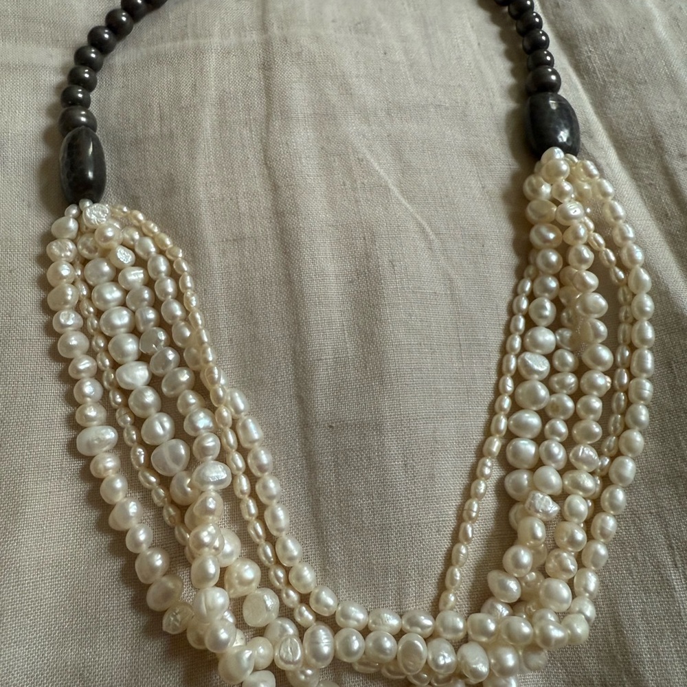 Silpada Genuine Six Strand Pearl and Sterling Silver Necklace